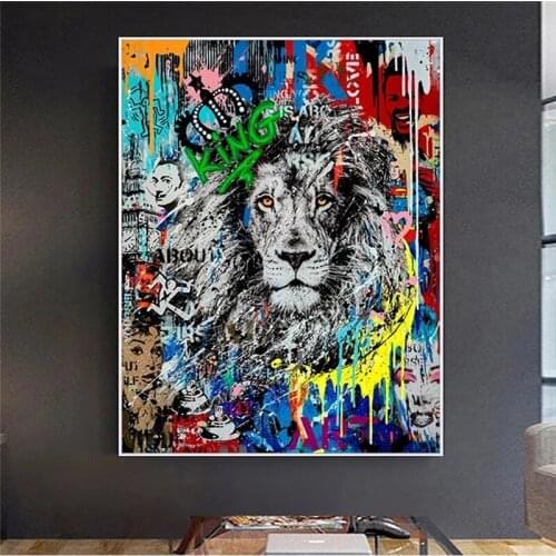 Abstract Graffiti Lion Street Art Posters and Prints Canvas Painting on Wall Art Picture for Living Room Decoration Cuadros