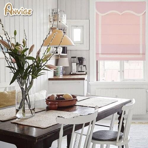 Anvige Fashion trim options custom roman shade with border trim,fabric roman shade ,flat window blinds