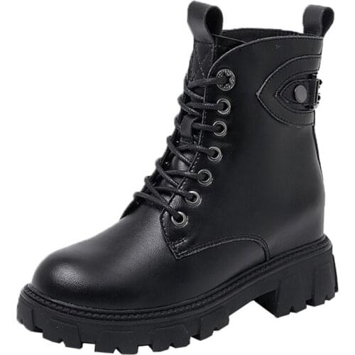 Martin Boots for Women 2021 Genuine Leather Ankle Boots Female Designer Shoes Woman Booties Chunky Platform Shoes Women Heels 40