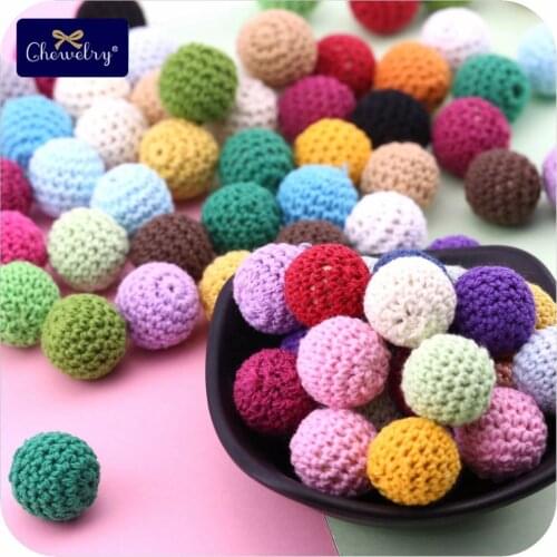 50pc 20mm Crochet Beads Wooden Teething Baby Diy Pacifier Clips Newborn Nursing Accessory Natural Teething Grasping Gifts