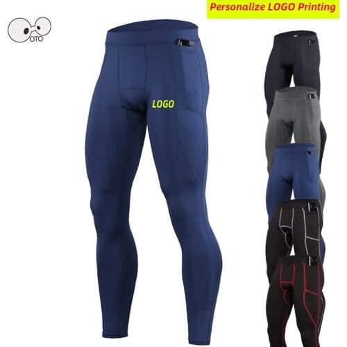 Quick Dry Elastic Running Tights Men Sportswear Compression Leggings Gym Fitness Workout Training Pants Yoga Bottoms Personalize