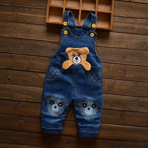 DIIMUU Infant Boys Long Pants Baby Denim Overalls Dungarees 1-4 Years Kids Boy Jeans Jumpsuit Clothing Boys Outfits Trousers