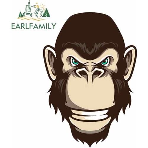 EARLFAMILY 13cm x 9.2cm For Gorilla Head Car Accessories Stickers Laptop Decals Vinyl Material Sunscreen Suitable For VAN RV