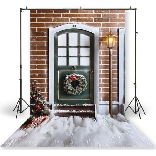 HUAYI Photography Backdrops Christmas Day Celebration Party Decor Photo Background Christmas Door Holiday Family BackdropXT-7294