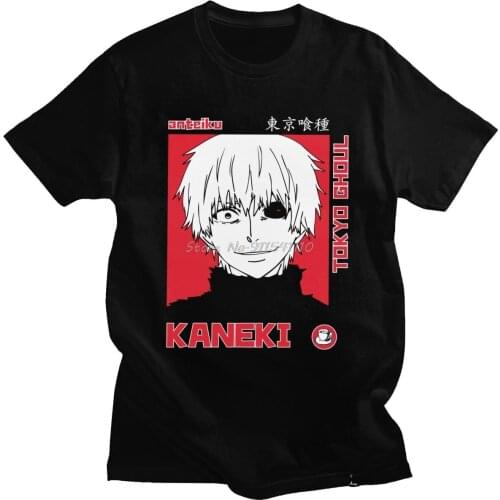 Japanese Anime Tokyo Ghoul T Shirt Men 100% Cotton Fashion T-shirt Crew Neck Kaneki Ken Tee Manga Tshirt Fans Apparel Designer