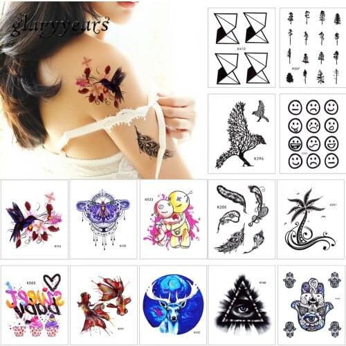 Glaryyears 30 Pieces Fake Black WST-K Temporary Tattoo Tiny Sticker Body Wrist Neck Arm Art Mountain Image Paper Tattoo Abstract