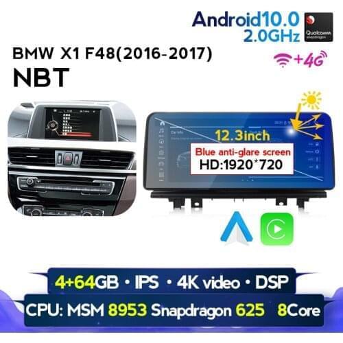 HD 1920X720 MSM8953 8cores Android10 DSP 4G LTE WiFi car multimedia player For BMW X1 F48 2016 2017 NBT Built-in carplay radio