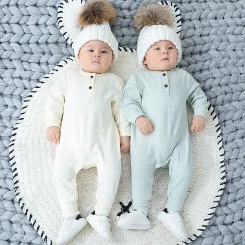 Cotton Baby Unisex Clothes Newborn Autumn Twins Rompers Pajamas 6-18 Months Baby Girl Jumpsuit Winter Pink Baby Rompers Newborn