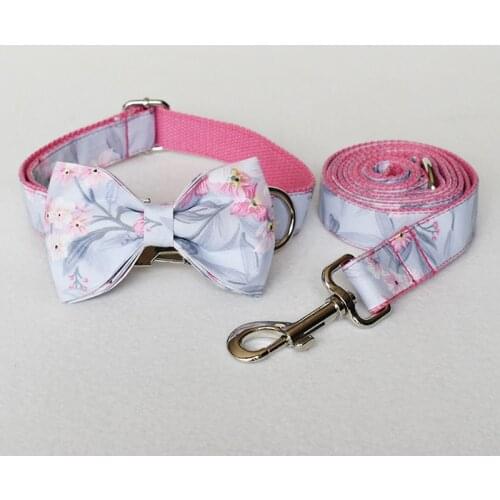 Personalized Collars for Small Dogs Designer Pattern Pet Dog Collar with Matching Lead Set Dog Collar with Bow Metal Buckle S-XL