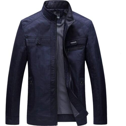 Spring Autumn Mens Jackets Business Casual Mens Thin Jacket Middle-aged men Solid color Stand collar zip outwear plus size 4XL