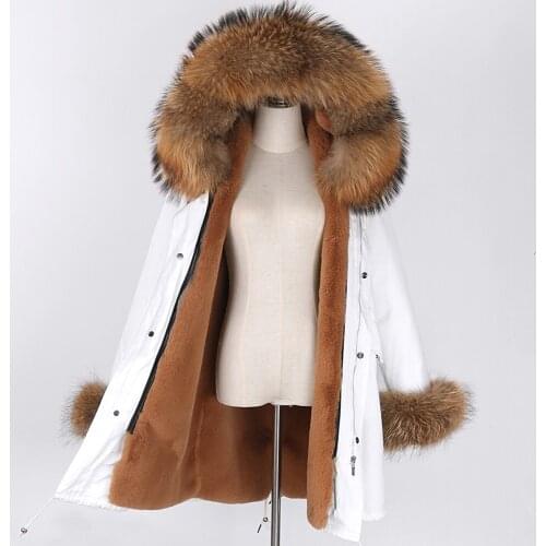 New Real Fur Coat Long Winter Jacket Women White Parka Waterproof Plus Size Real Fox Fur Parkas Detachable