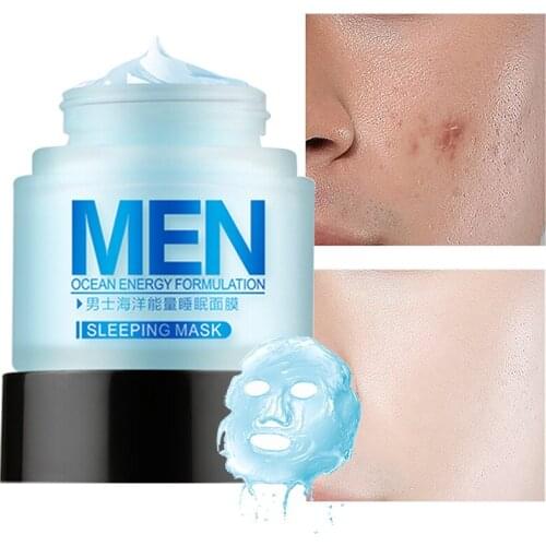 1Pcs Sleeping Mask Nourish Deep Moisturizing Repair Rough Acne Brighten Oil Control No-Wash Marine Mineral Mens Skin Care 70g