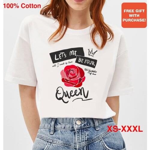 Fashion White Tee Women Floral Printed Custom t shirts Aesthetic Designer O-Neck Top&Tees New Summer Tumblr