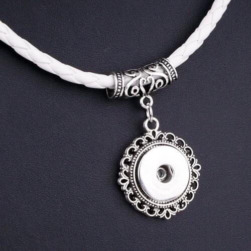 Fashion PU leather 18MM snap button Pendant Necklaces Magnetic buckle NW2756