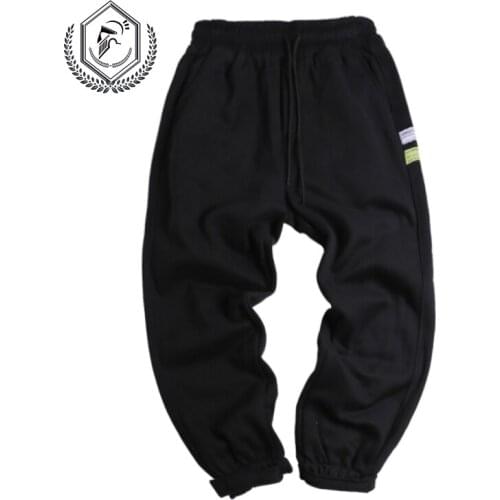 Men Loose Sport Pants Fleece Heavyweight Harem Jogger Pants Ankle-Length Hip Hop Pants