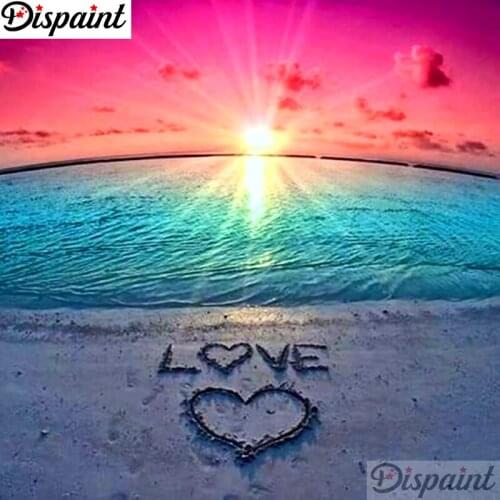 Dispaint Full Square/Round Drill 5D DIY Diamond Painting "Beach heart" Embroidery Cross Stitch 3D Home Decor A11517