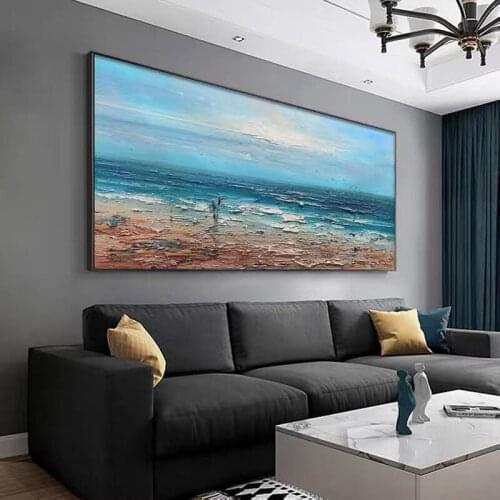 New Living Room Decor Large Size Oil Painting Canvas Seascape Picture Art Panel Set Interior Wall Painting Design Scenery