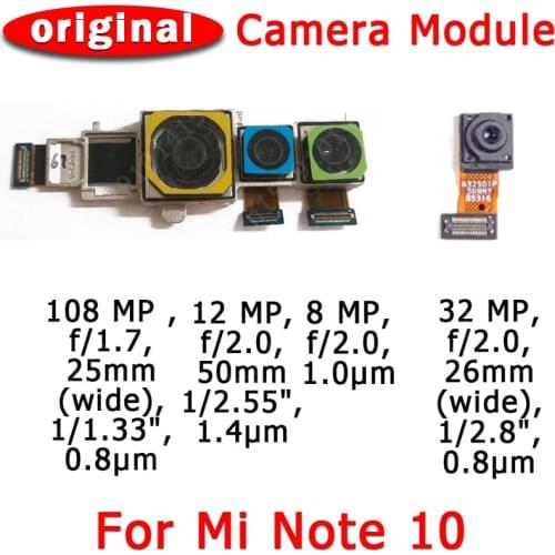 Original Front and Rear Back Camera For Xiaomi Mi Note 10 Main Facing Camera Module Flex Cable Replacement Spare Parts