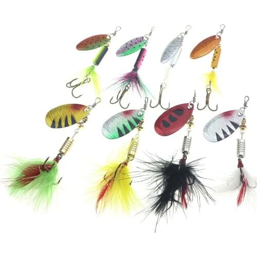 Rompin Fishing Lures Spinner Wobblers CrankBaits Jig Shone Metal Sequin Trout Spoon With Feather Hooks for Carp Fishing Pesca