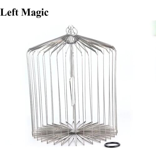 Silver Steel Appearing Bird Cage - Medium Size (Dove Appearing Cage) Magic Tricks Illusions Gimmick Prop Accessories