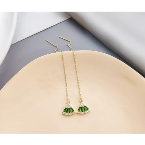 Dominated metal long leaves modelling fine crystal Drop earrings Korean New Women temperament joker earrings Jewelry
