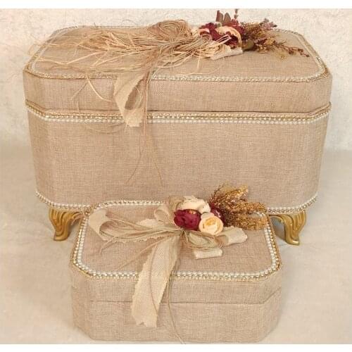 Straw 2'li Dower chest Ecru