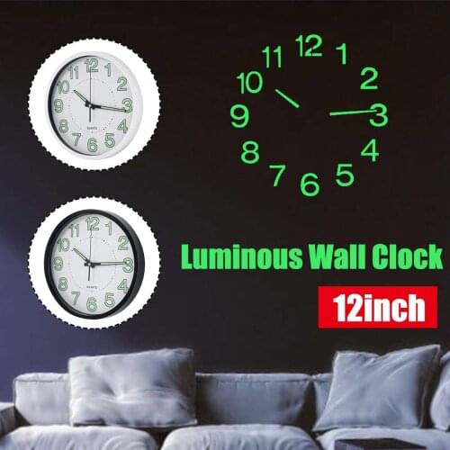 12 Inch Luminous Wall Clock ABS Silent Light In Dark Night Nordic Fashion Wall Clock Clock With Night Light