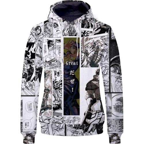JOJO Bizarre Adventure Cartoon Pullover Sweatshirt Hoodie JOJO Cosplay Costumes Harajuku Hooded Sweatshirts Tracksuits Outerwear