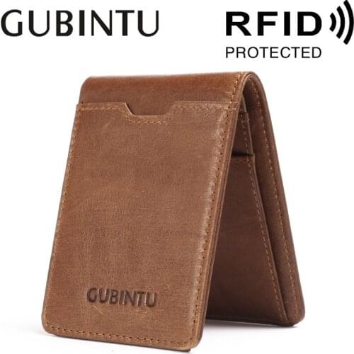 Slim Leather ID/Credit Card Holder Bifold Front Pocket Wallet with RFID Blocking Business Card Holder Genuine Leather