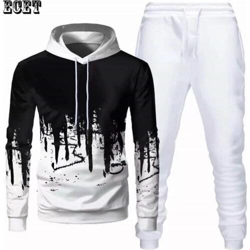Streetwear fashion mens suits casual mens clothing jogger brand pullover hoodies plus mens trousers fashion sportswear