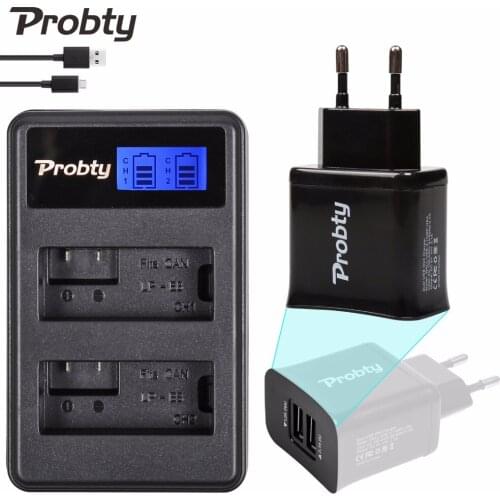 Probty LP-E8 LP E8 USB Dual Charger + 2-Port Plug for Canon EOS Rebel T2i T3i T4i T5i EOS 550D600D 650D 700D Camera