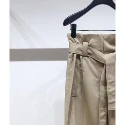 2021 Summer Women Pants High Waist Long Trouser with Sashes Female Loose Causal Straight Ankle-Length Long Pants