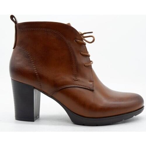 Women vintage brown leather snake leather metal buckles temperament bottom thick short boots round head high heels