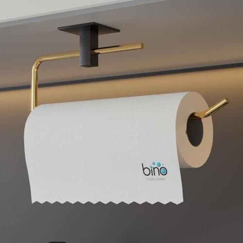 Gold Full Stainless Steel, Paper Roll Towel Holder, Napkin Holder, Adhesive Design, Bathroom Hanger