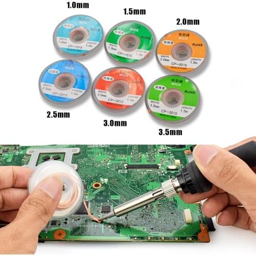1mm 1.5mm 2mm 2.5mm 3mm 3.5mm Width 1.5m Length Desoldering Braided Soldering Solder Remover Wick Wire Lead BGA Flux Repair Tool