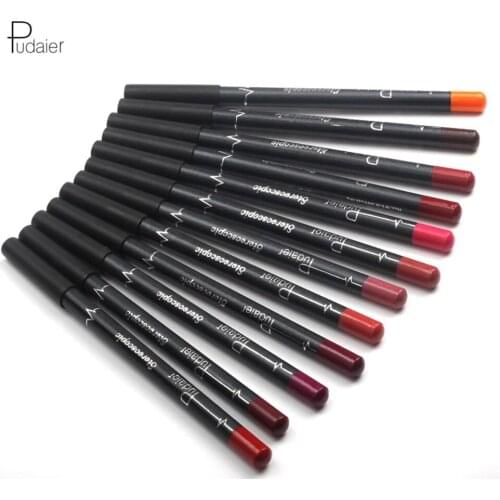 12pcs Lip Pencils Matte Lipliner Waterproof Smooth Colorful Silk Lipstick Pen Long Lasting Pigments Lip Makeup Lipstick Tool
