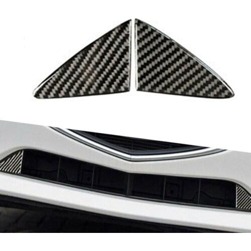 2Pcs Carbon Fiber Front Grille Grill Cover Trim for Mazda 3 Axela 2014 2015 2016 Car Front Grille Trim Strips Cover