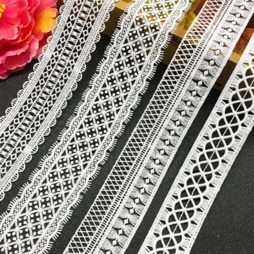 20yards White Water Soluble Embroidered Milk Silk Lace Edge Trims Ribbon DIY Sewing Material Wedding Craft Garment Accessories