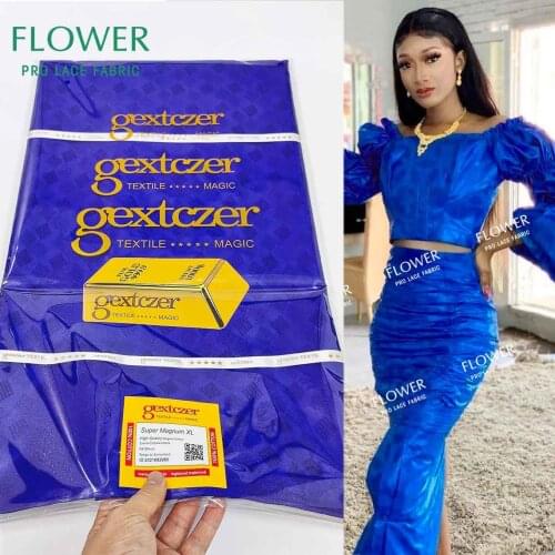 2021 African Top Quality Royal Blue Shinny Bazin Riche Fabric For Men Or Women Daily Clothing Bazin Riche Broder Original Laces