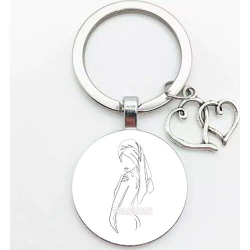 25mm Handmade Keychain Personality Nude Line Drawing Painting Picture One-Line Nude Sketch Drawing Key Chain Friend Gift Car Bag