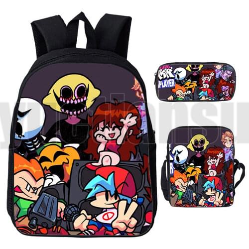 3D Friday Night Funkin Mochila Fashion Backpacks Boys Schoolbag Women HipHop Travel Rucksack 3pcs Set Girls PenBags Shoulder Bag