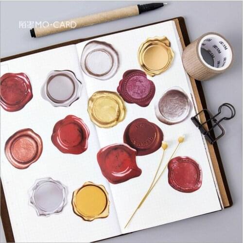 45Pcs/pack Retro Wax Seal Heteromorphism Stamp Decoration Stickers DIY Planner Diary Scarpbooking Index Lable Stickers Escolar