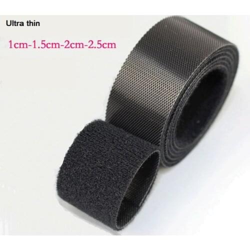 5meters Black thin Hook and Loop fastening tape curtain ties Hook loop straps thin injected hook tape for nylon cable ties