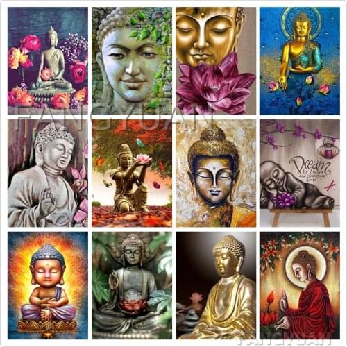 5d Diy Full Square/Round Diamond Painting Religion Buddha Handmade Gift Diamond Embroidery Mosaic Portrait Home Decoration