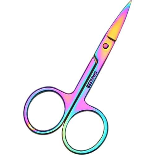 8.7cm*4.5cm Chameleon Curved Head Eyebrow Scissor Makeup Trimmer Facial Hair Remover Manicure Scissor Nail Cuticle Tool