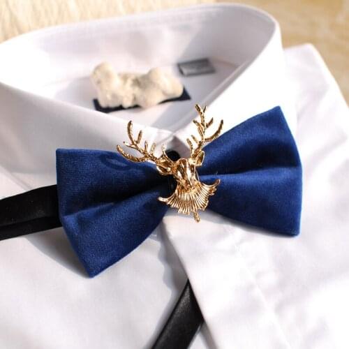 Free Shipping New male fashion mens man Fashion gold double antlers handmade wedding bow tie Western European party