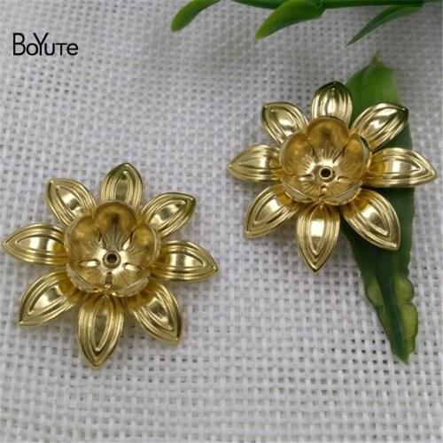 BoYuTe 20Pcs 27MM Filigree Brass Flower Charms Wholesale Diy Jewelry Findings Components