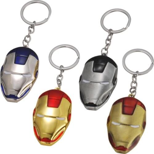 1Pcs Disney Avengers Iron Man Mask Keychains Alloy Pendant Bag Phone Keyring