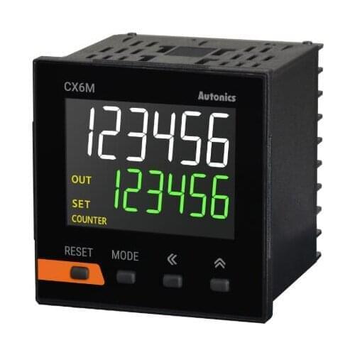CX6M-1P4 Counter/Timer, W72xH72mm, 6-Digit, LCD, 1 Preset, PNP or NPN Input, Prescale value setting, Relay SPDT(1c) 250VAC 3A, N