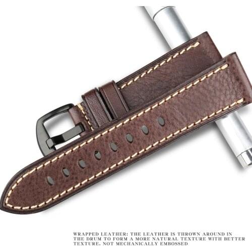 MAIKES Business Wrist Watch Strap High Quality Leather Watchband 22mm 24mm Stainless Steel Buckle Smart watch Leather Band